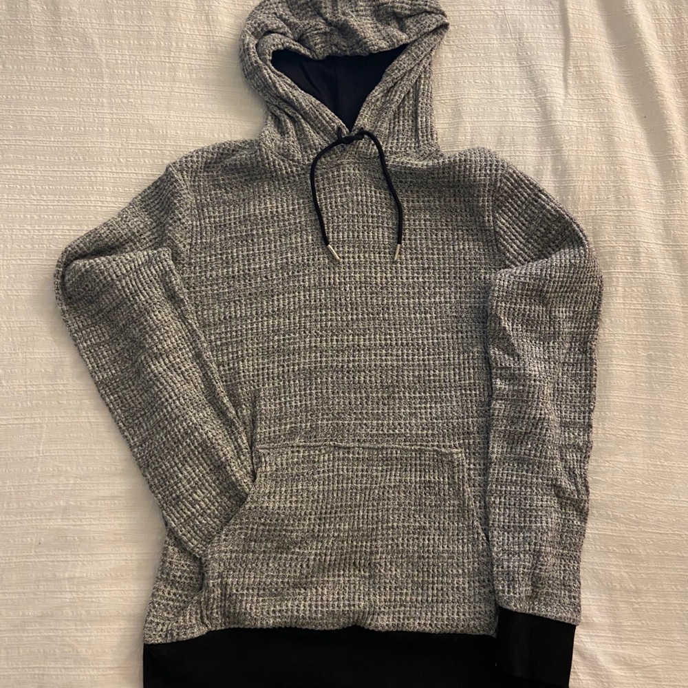 Old navy medium grey and black waffle knit hoodie